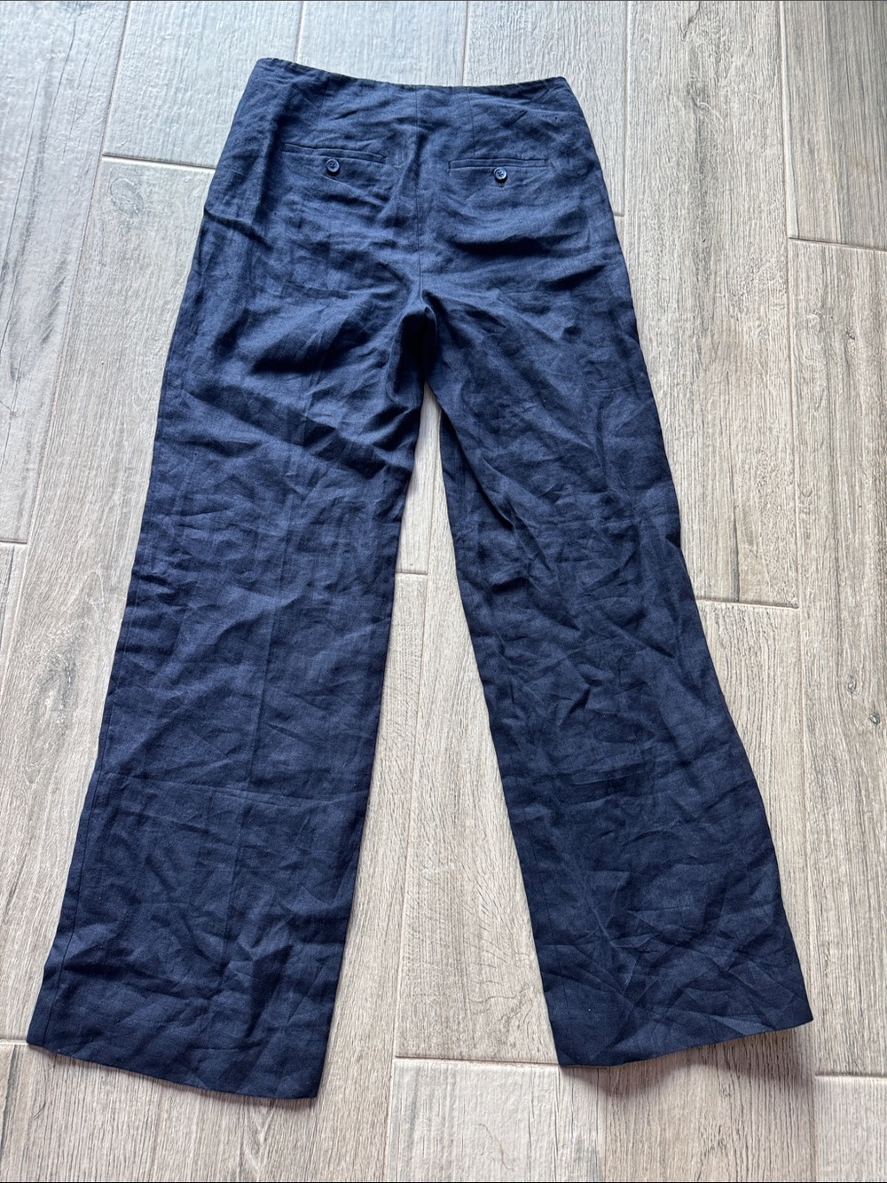 Talbots linen Navy Wide-Leg Pants with side button NWT - Picture 11 of 11